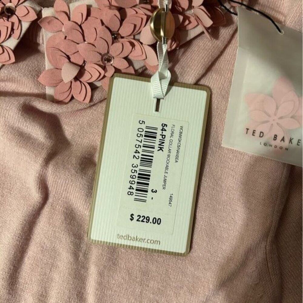Ted Baker Nansea Floral Collar Sweater Pink Size Medium New with tag - Picture 9 of 12